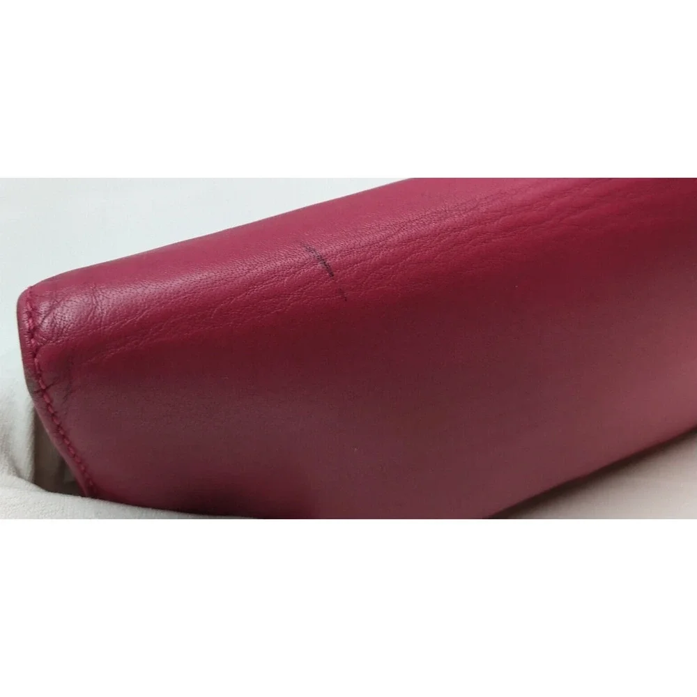 Marc by Marc Jacobs Red Leather Turnlock Credit Card ID Windows Trifold Wallet